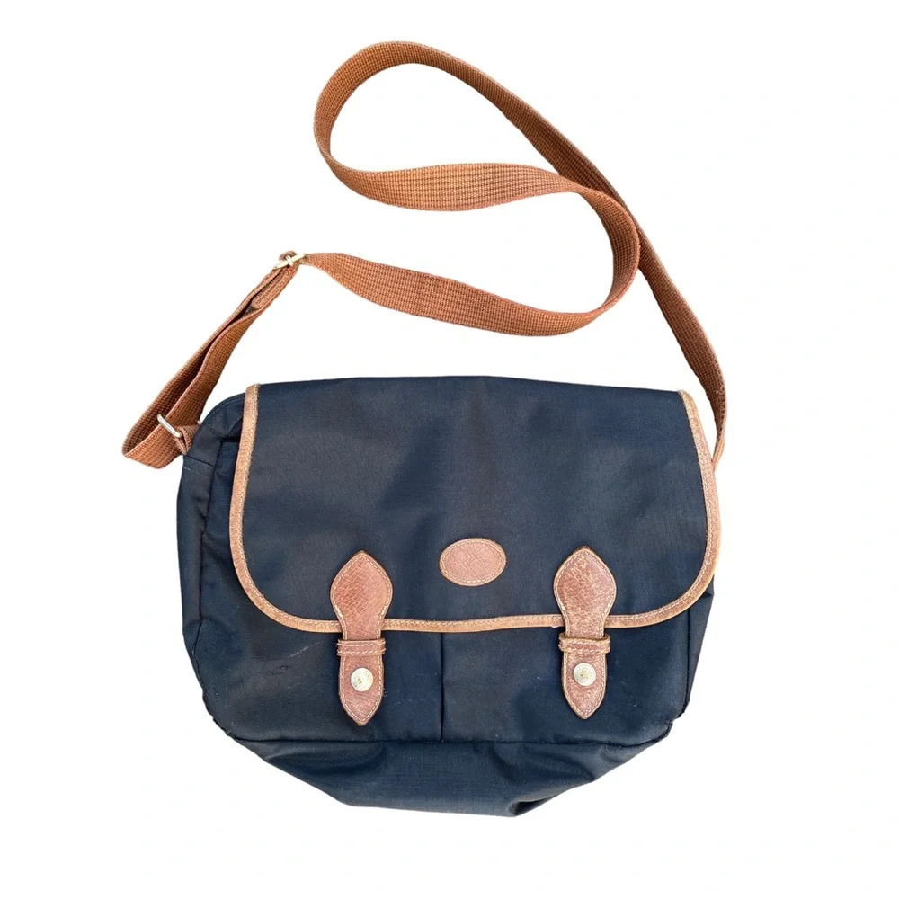 Longchamp‎ black canvas crossbody vintage